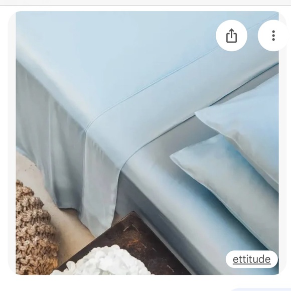 Ettitude Clean Bamboo Signature Sateen Queen Size Sheet Set in Sky Blue - Picture 1 of 5
